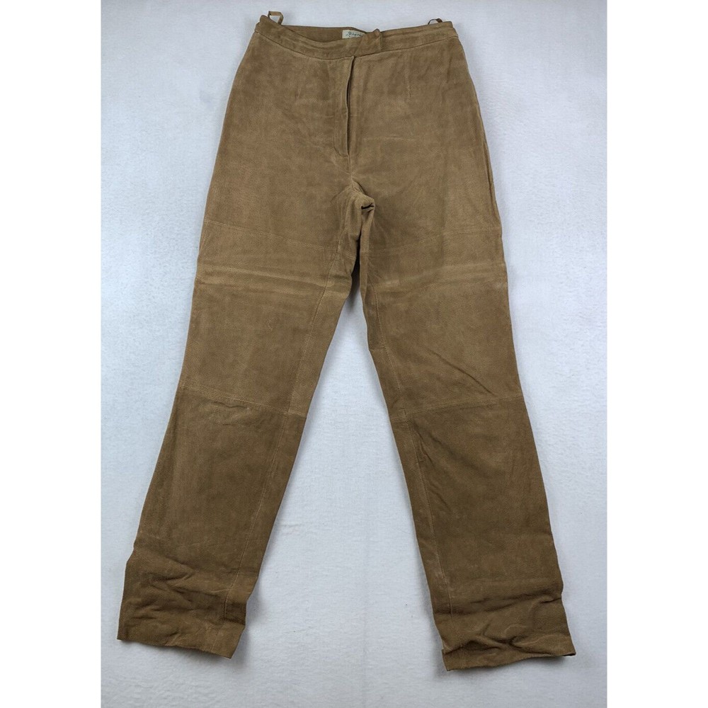 Vintage St. John's Bay Womens Suede Leather Pants Size 6 Brown High Waist